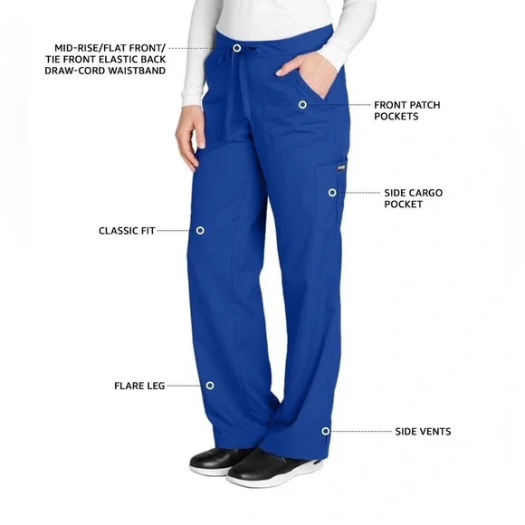 Greys Anatomy By Barco Woman’s Medium Active Blue V-Neck Scrub Top & Bottoms - Picture 15 of 15